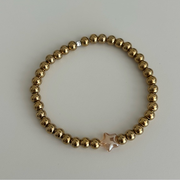 Stainless Steel Gold Bead Stretch Bracelet - Picture 9 of 11